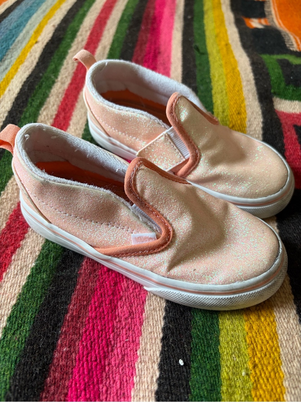 Vans Girls' Slip-On Glitter Sneakers - Peach